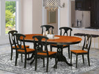 East West Furniture PLKE7-BCH-W 7 Piece Kitchen Table & Chairs Set Consist of an Oval Dining Room Table with Butterfly Leaf and 6 Dining Chairs, 42x78 Inch, Black & Cherry