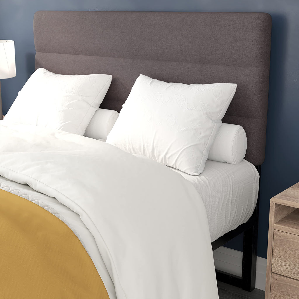 Flash Furniture Paxton Upholstered Headboard - Channel Stitched Gray Fabric Upholstery - Full - Adjustable Height From 44.5&Quot; To 57.25&Quot; From Floor