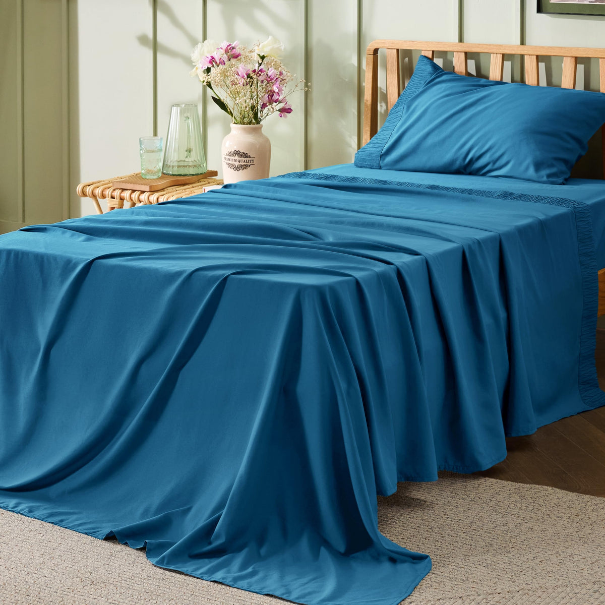 Bedsure Twin Sheets Set - Soft Twin Bed Sheets For Boys And Girls, 3 Pieces Hotel Luxury Blue Sheets Twin, Easy Care Polyester M