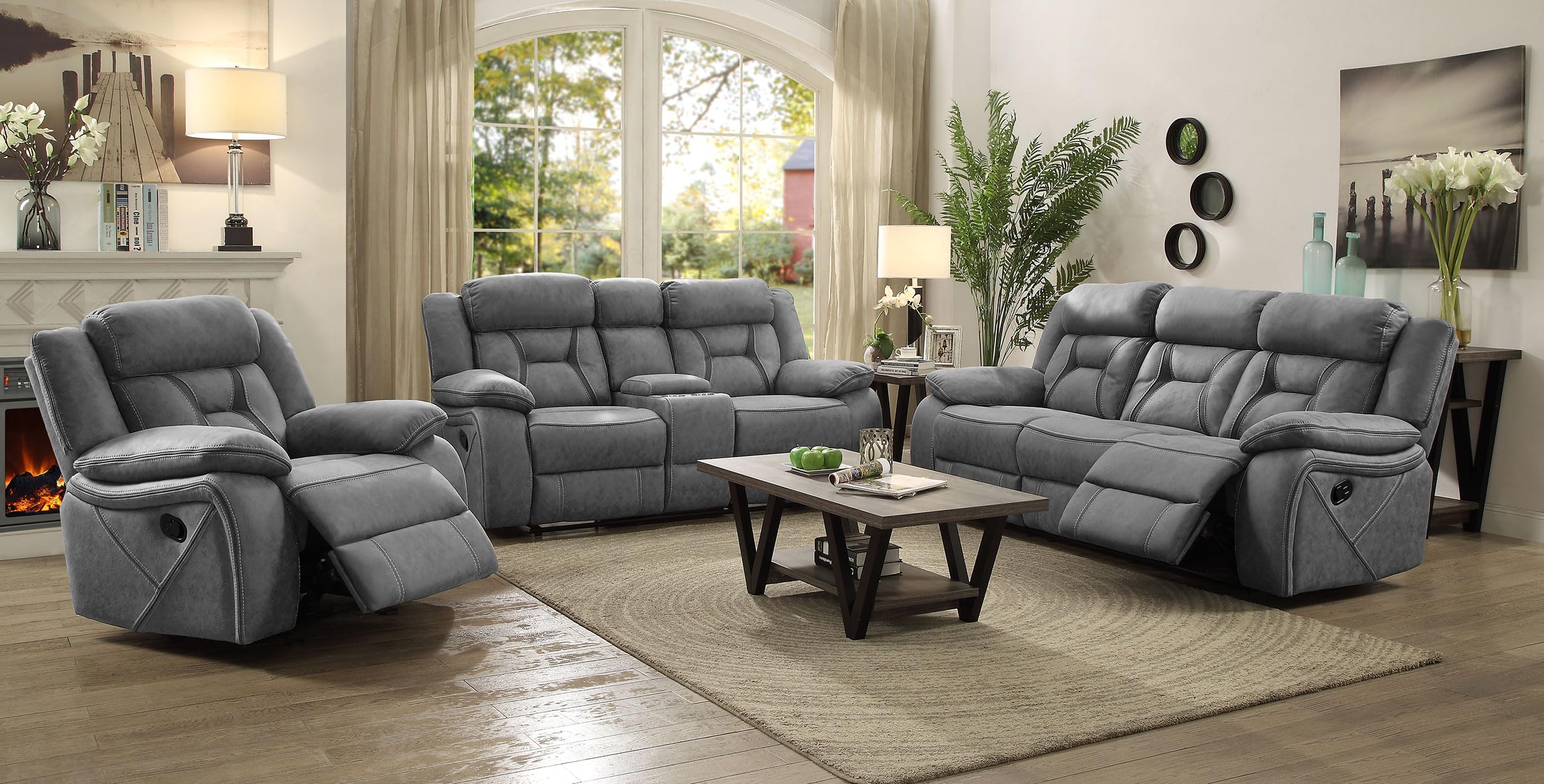 Coaster Higgins 3-Piece Motion Sofa Set, Grey