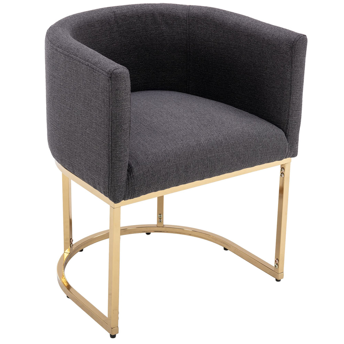 Vescasa Upholstered Dining Chair With Barrel Back, Mid Century Modern Padded Restaurant Chair With Gold Metal Frame For Kitchen,