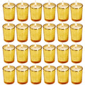 Soft Breeze 24 PCS Speckled Mercury Gold Glass Votive Candle, Unscented Gold Glass Candle, Christmas Decorations Wedding for Tab