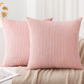 Mecatny Corduroy Decorative Throw Pillow Covers 16X16 Set Of 2 For Sofa Bedroom Living Room, Stylish Soft Striped Couch Spring P