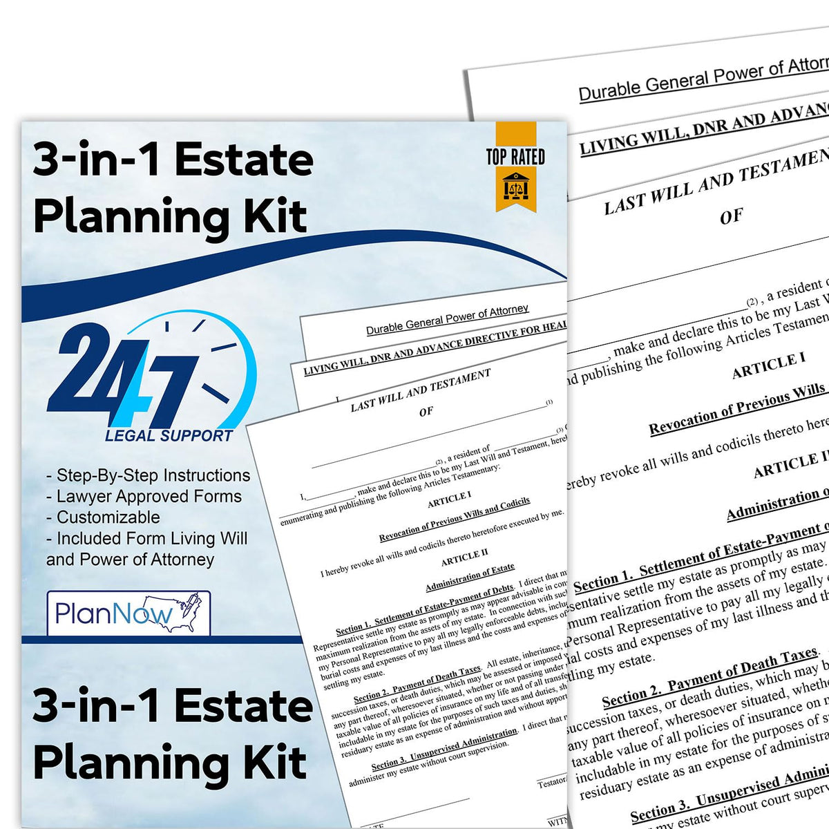 Estate Planning Kit Includes Last Will And Testament, Poa, Living Will And Medical Poa And Detailed Instructions Live Legal Supp