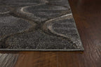 HomeRoots Polypropylene 5'x8' Charcoal Grey Machine Woven Ogee Indoor Area Rug
