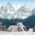 YQWDMX -Forest Snow Mountain Peaks Blue Sky Wallpaper Bedroom Living Room XT09 L 180 x 115