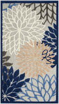 Nourison Aloha Indoor/Outdoor Blue/Multicolor 3' X 5' Area Rug, Tropical, Botanical, Easy Cleaning, Non Shedding, Bed Room, Livi