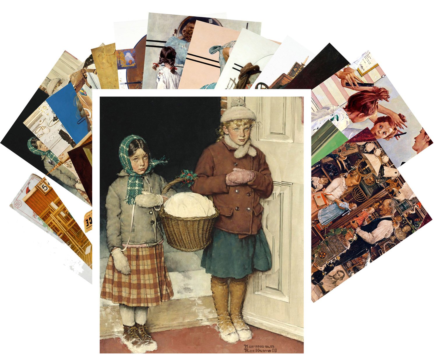 Vintage Postcards 24 Pcs Norman Rockwell Vintage Illustration Pretty Girls Everyday Life