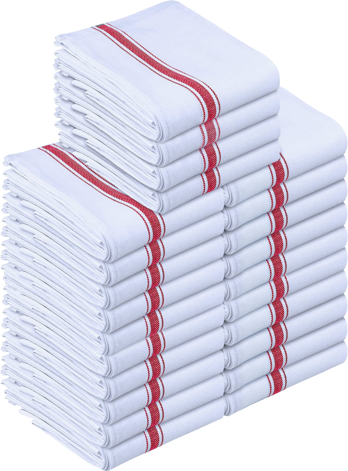 Utopia Towels Red Dish Towels [24 Pack - 15 x 25 Inches] 100% Ring Spun Cotton Kitchen Towels, Highly Absorbent & Reusable Clean