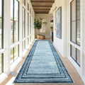 Lahome Abstract 2.5x10 Blue Runner Rug,Washable Modern Hallway Runner Rug Non Slip,Minimalist Bordered Floor Carpet Long Runner 