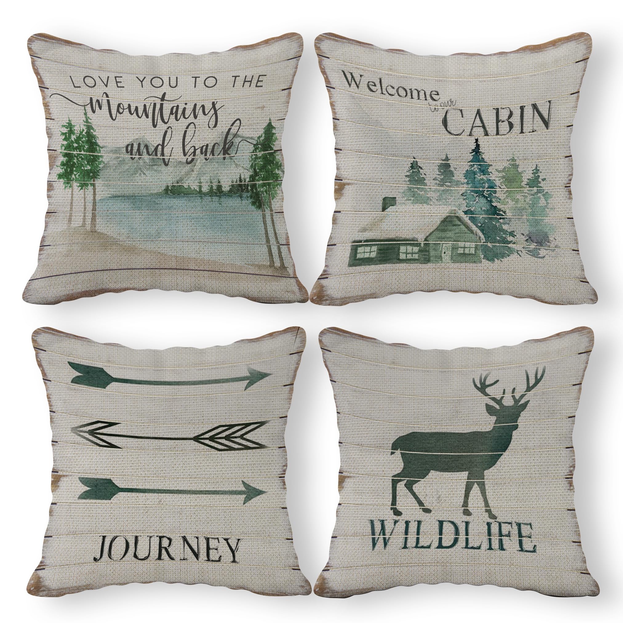 Siusue (Rb) Cabin Decor Pillows, Rustic Farmhouse Pillow Covers 18X18, Log Cabin Decor, Camper Decorations For Inside,Camping De