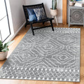 Wonnitar Moroccan Washable Rugs 4x6, Non-Slip Gray Living Room Area Rug, Boho Soft Large Rugs for Bedroom, Geometric Non-Sheddin