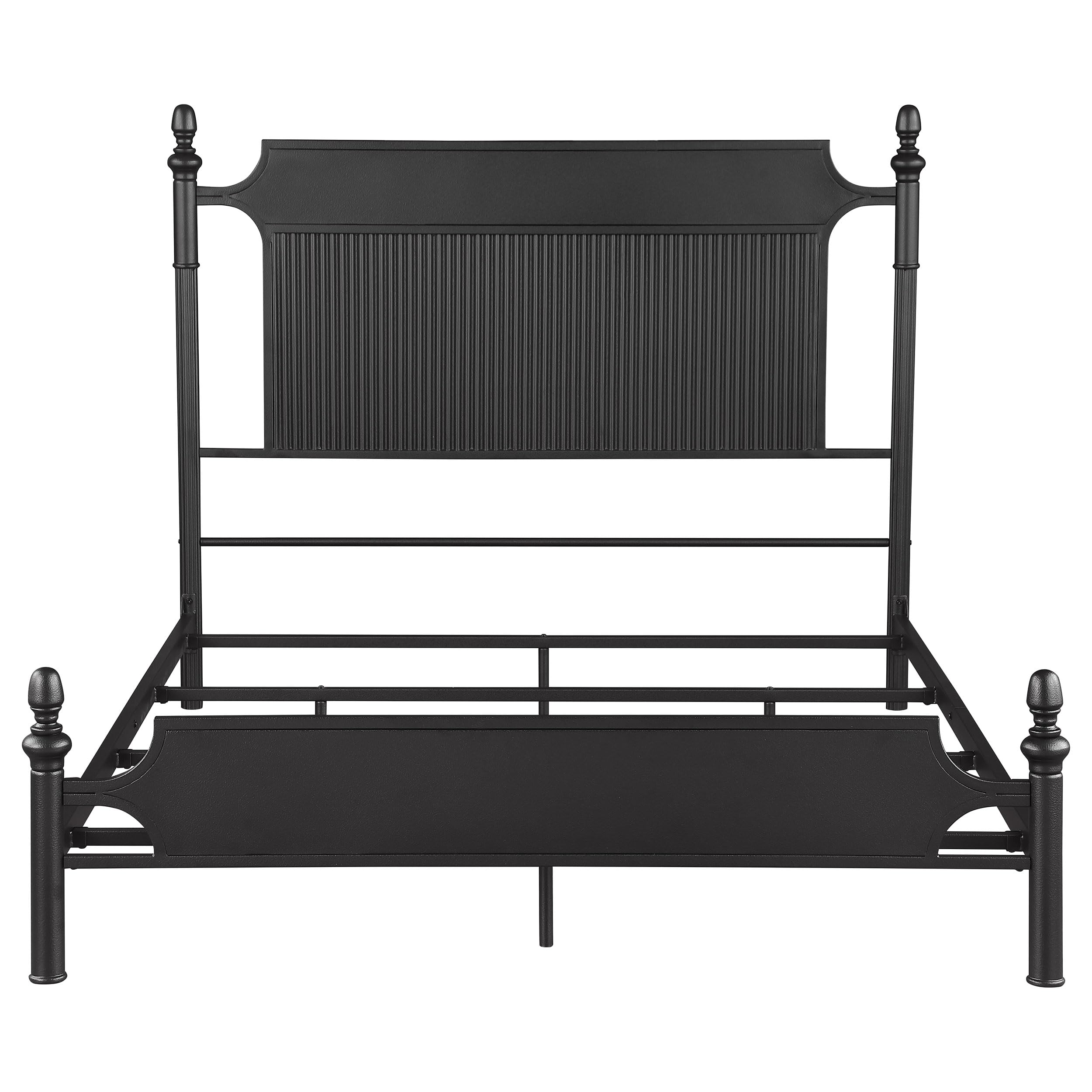 Coaster Home Furnishings Cameron Traditional Metal Queen Size Panel Bed Frame 52-inch Headboard Black 360321Q