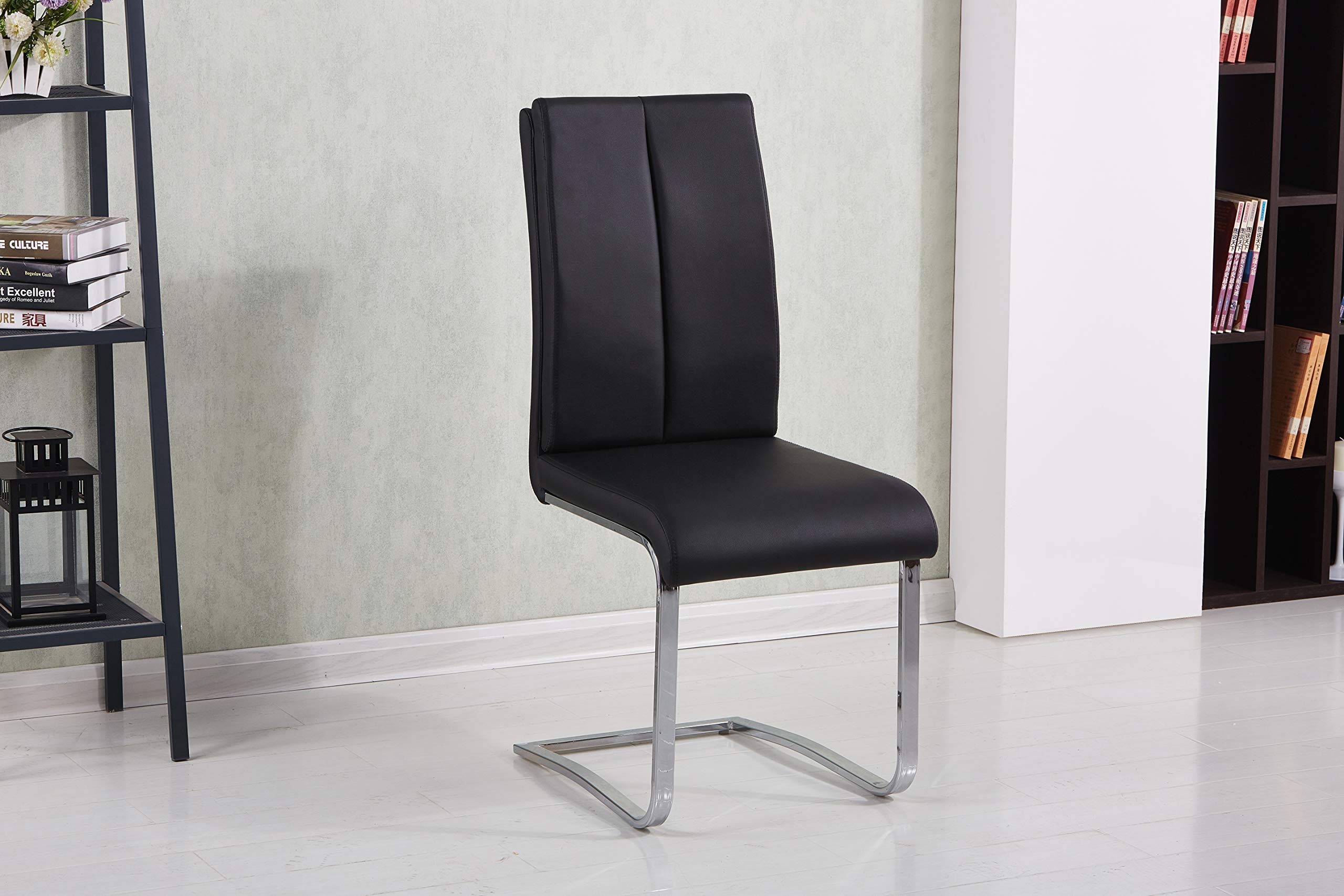 Best Master Furniture Bailey Modern Leather Dining Side Chair, Set Of 2, Black