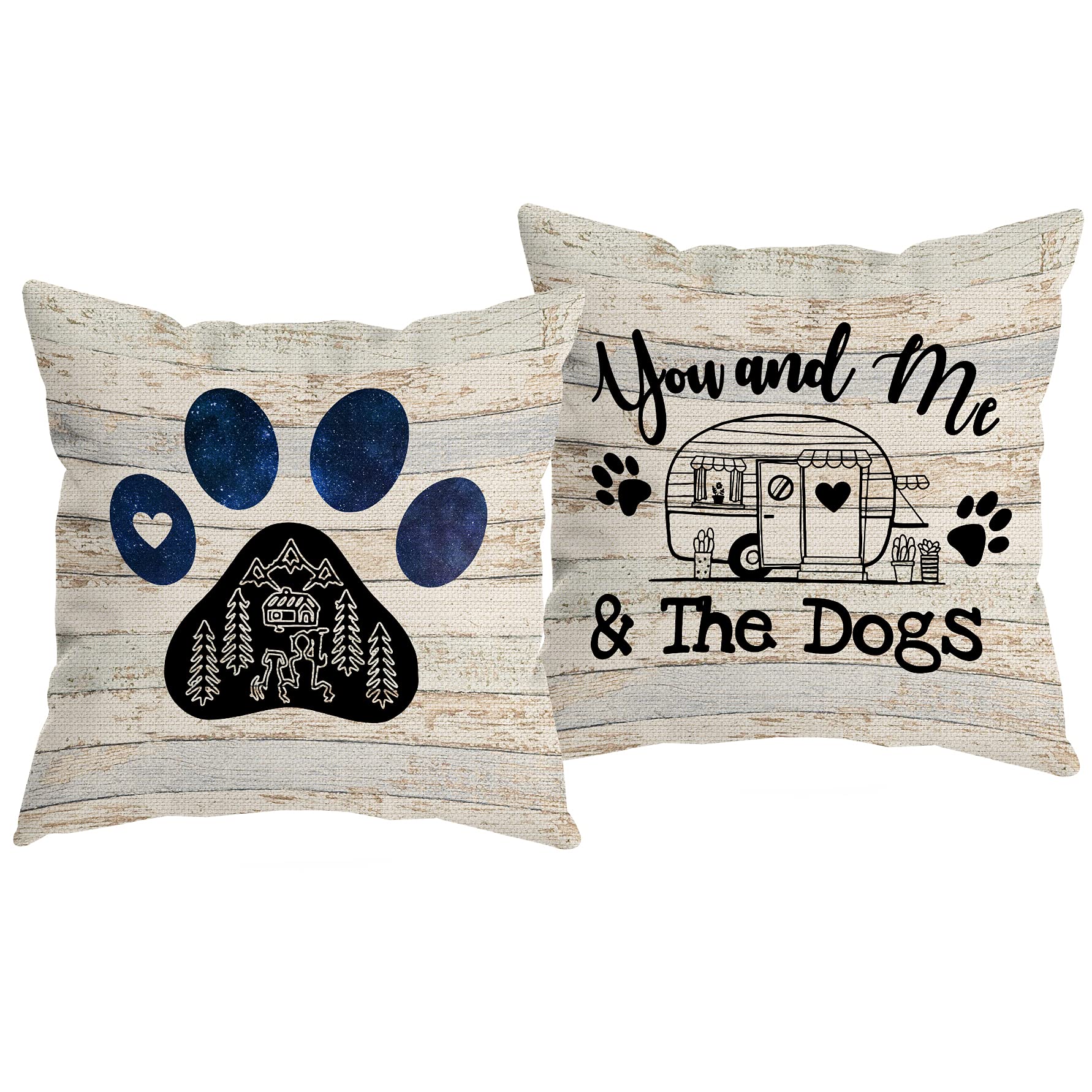Huyaw Camper You And Me And The Dogs Dog Claw Decorative Throw Pillow Cover, Camper Dog Lover Gifts For Women, Camping Pillow Co