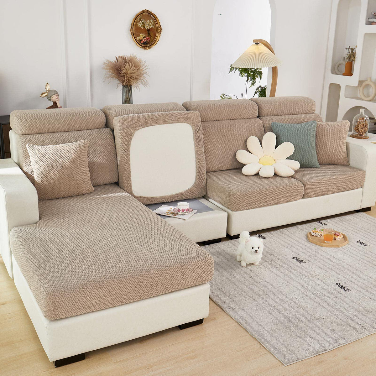 2024 New Wear-Resistant Universal Sofa Cover, Stretch Couch Cushion Slipcovers Replacement, Anti-Slip L Shape Sofa Covers, Chais