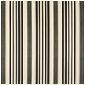 SAFAVIEH Courtyard Collection Area Rug - 4' Square, Black & Bone, Stripe Design, Non-Shedding & Easy Care, Indoor/Outdoor & Wash