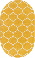 Unique Loom Trellis Frieze Collection Area Rug - Rounded (3' x 5' Oval, Yellow/ Ivory)