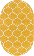 Unique Loom Trellis Frieze Collection Area Rug - Rounded (3' x 5' Oval, Yellow/ Ivory)