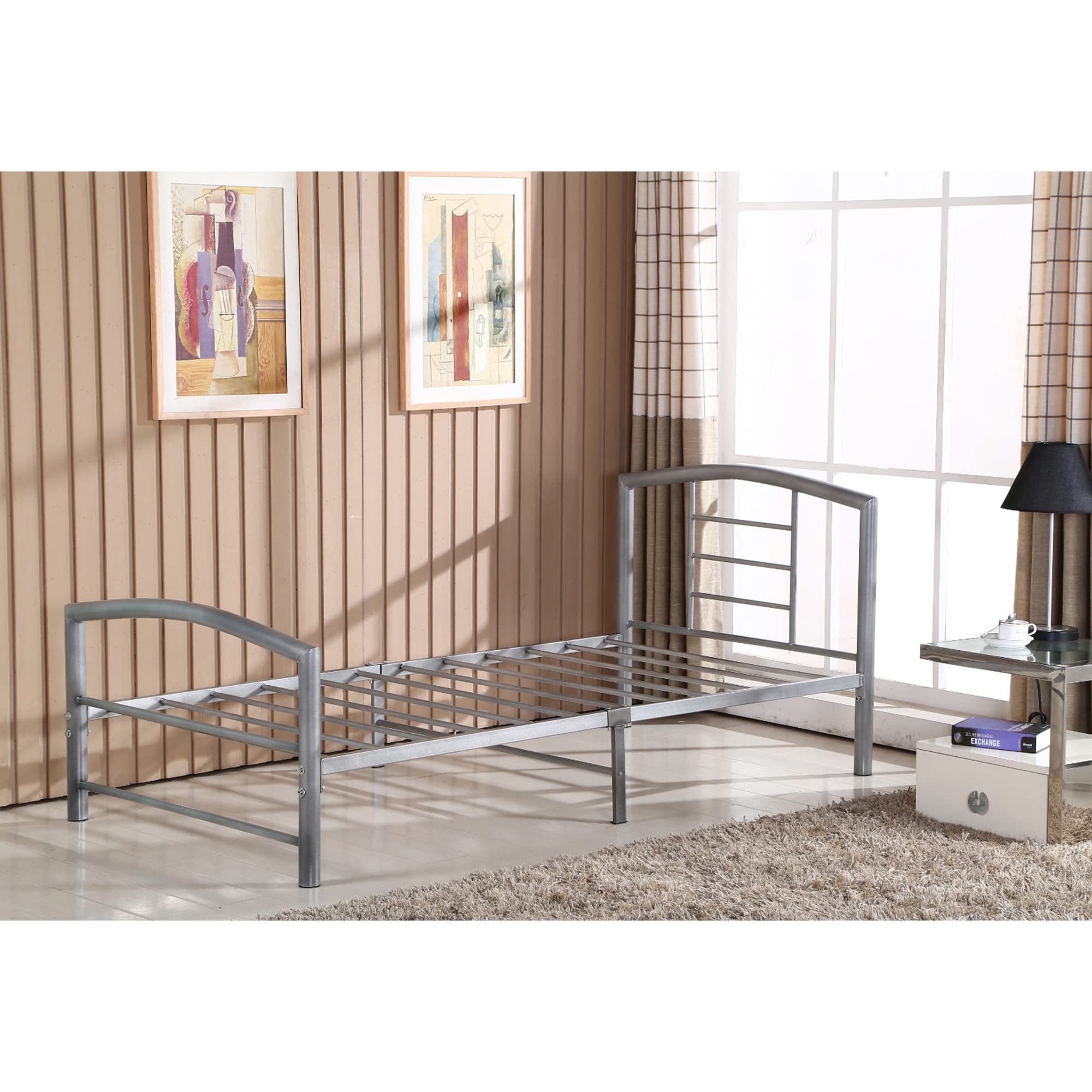Better Home Products/Welded Steel Frame/Welded Deck/Easy Assembly/Heavy Duty/Built To Last/500 Pound + Capacty Bed/No Box Spring Just Mattress (Gray)