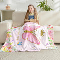 Jameswish Butterfly Throw Blanket For Girls Teens Women Pink Soft Fuzzy Flannel Bed Blanket For Kids Adults Plush Watercolors Fl
