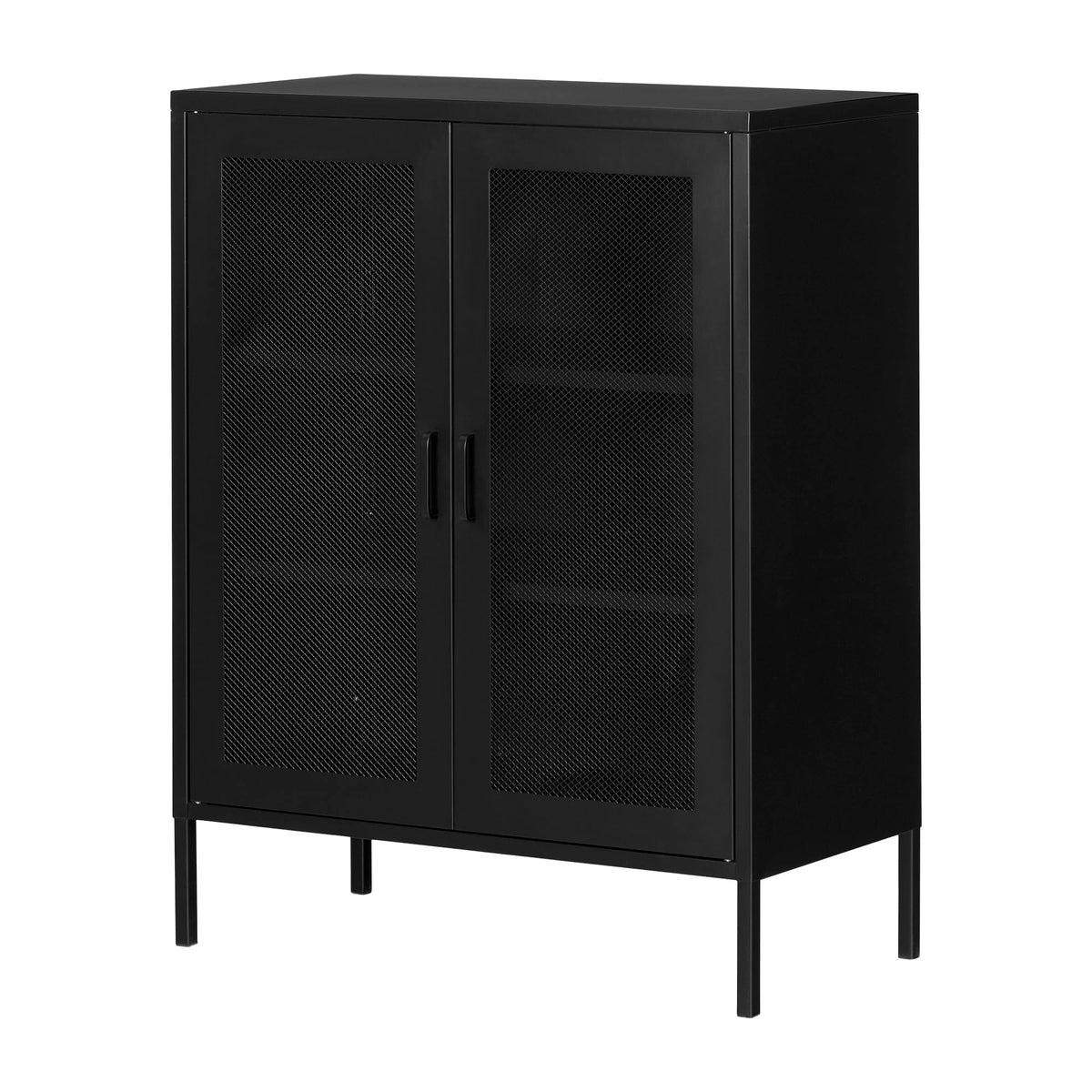 South Shore Crea Metal Mesh 2-Door Accent Cabinet, Black