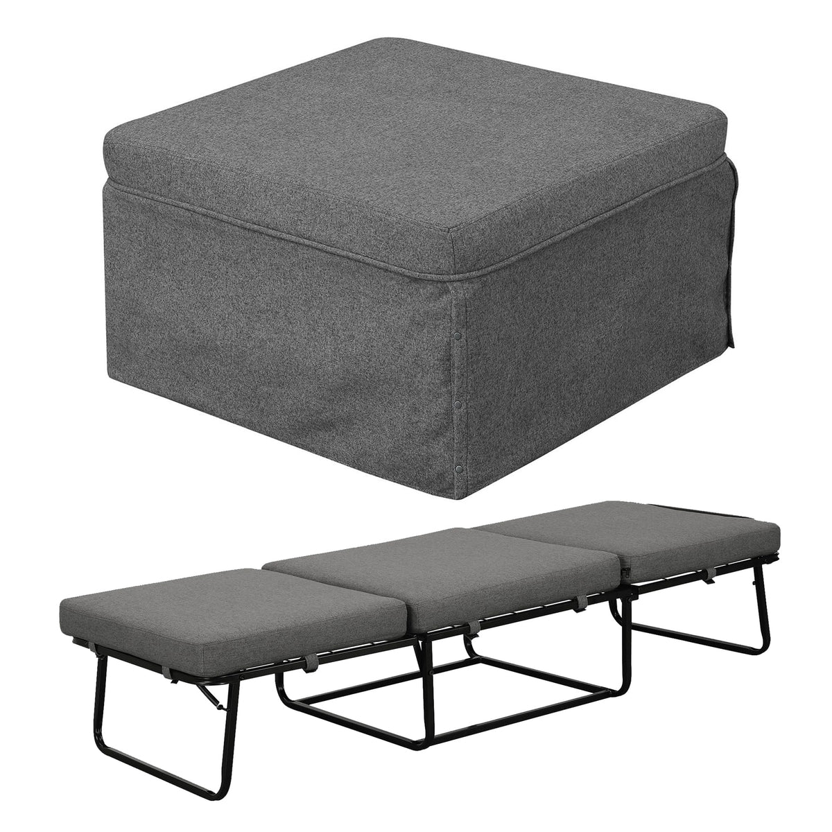 Convenience Concepts Designs4Comfort Folding Bed Ottoman, Soft Gray Fabric