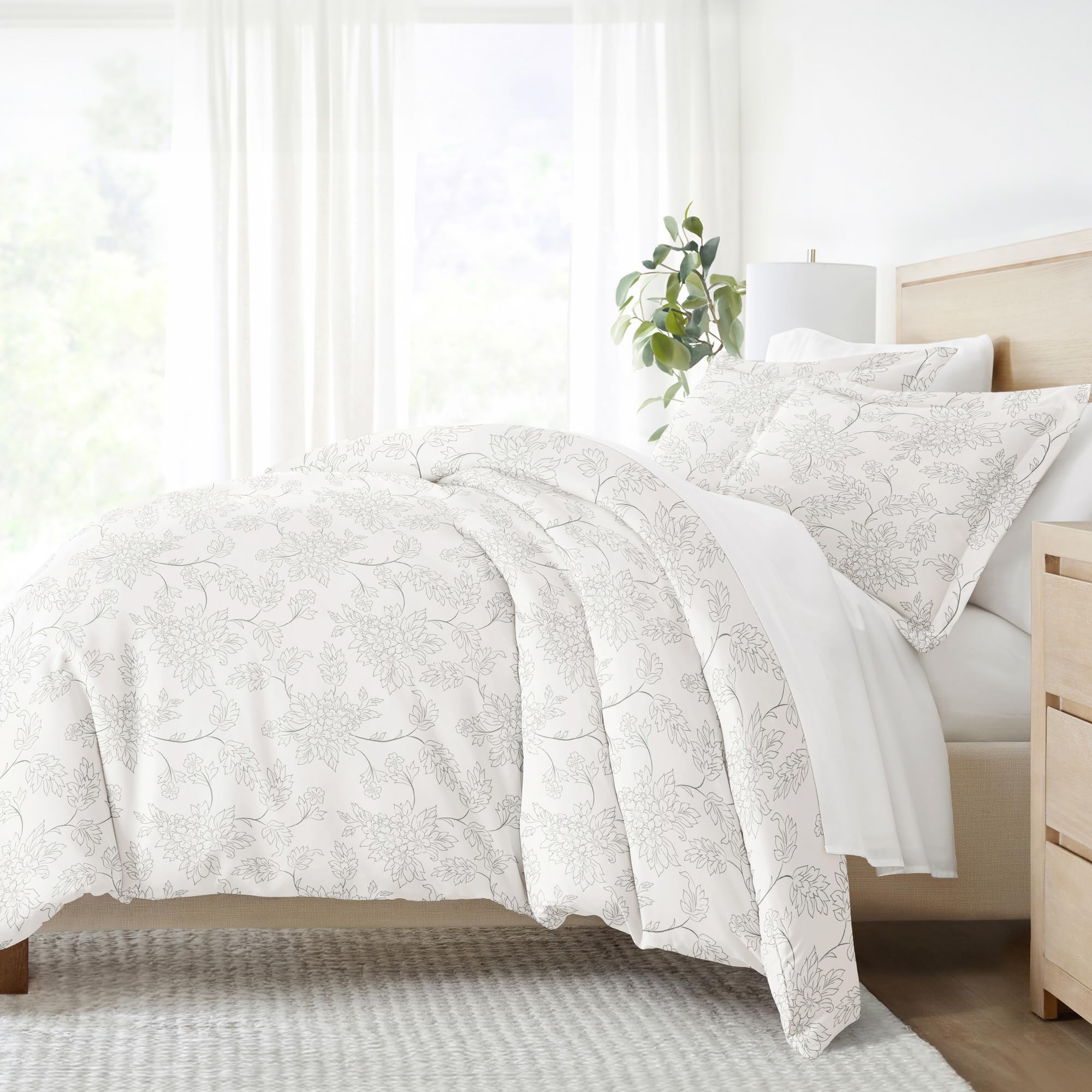 Simply Soft Duvet Cover Set Vine Patterned, Twin, Gray (Ss-Duv-Vine-Twin-Gr)