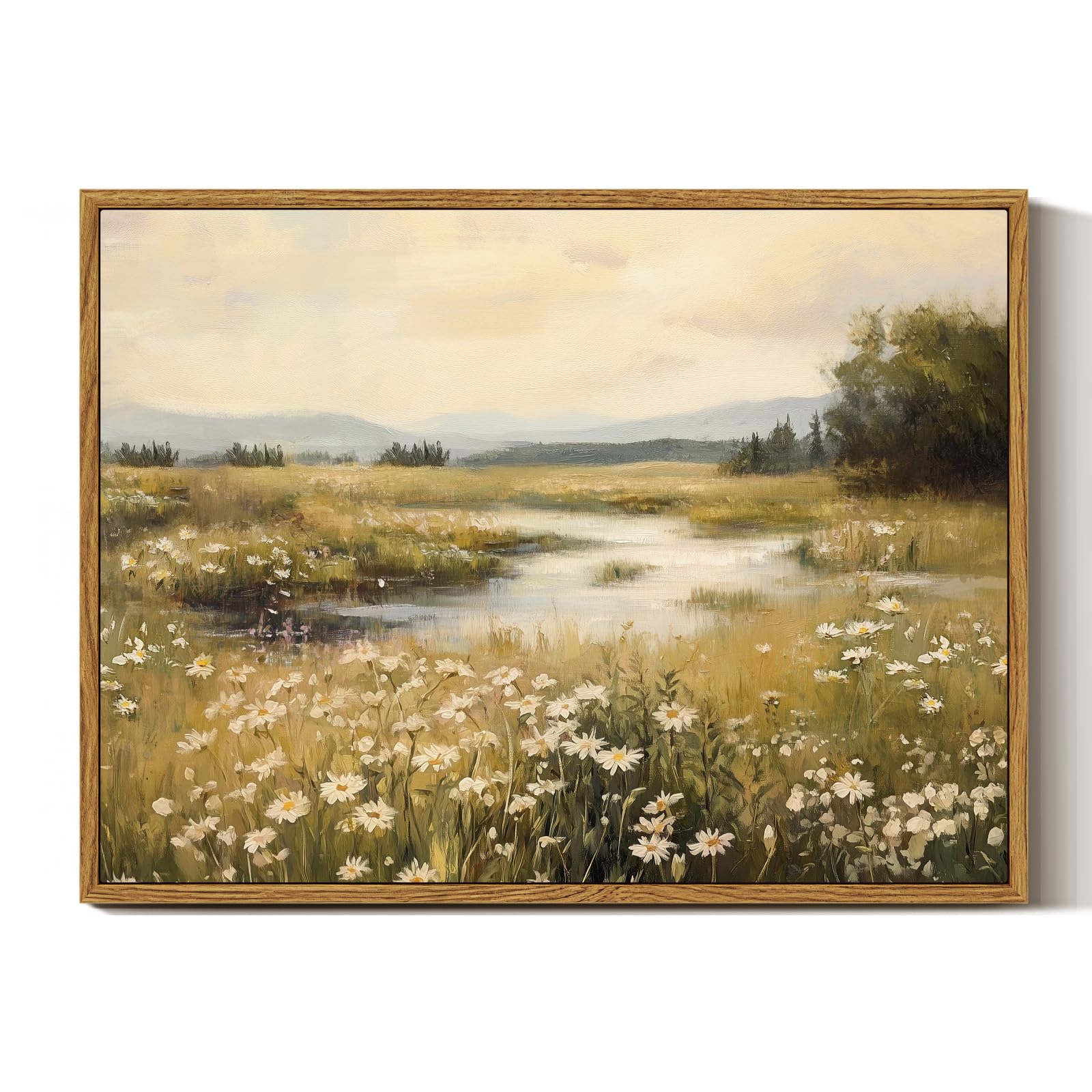 InSimSea Framed Canvas Wall Art Vintage Decor, Farmhouse Wall Decor for Living Room Bedroom Office Bathroom, Spring Landscape Wi