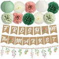 Mooliwe 14 Pcs Bridal Shower Decorations Sage Green Bachelorette Party Decorations Fresh off the Market Banner Wildflower Garlan