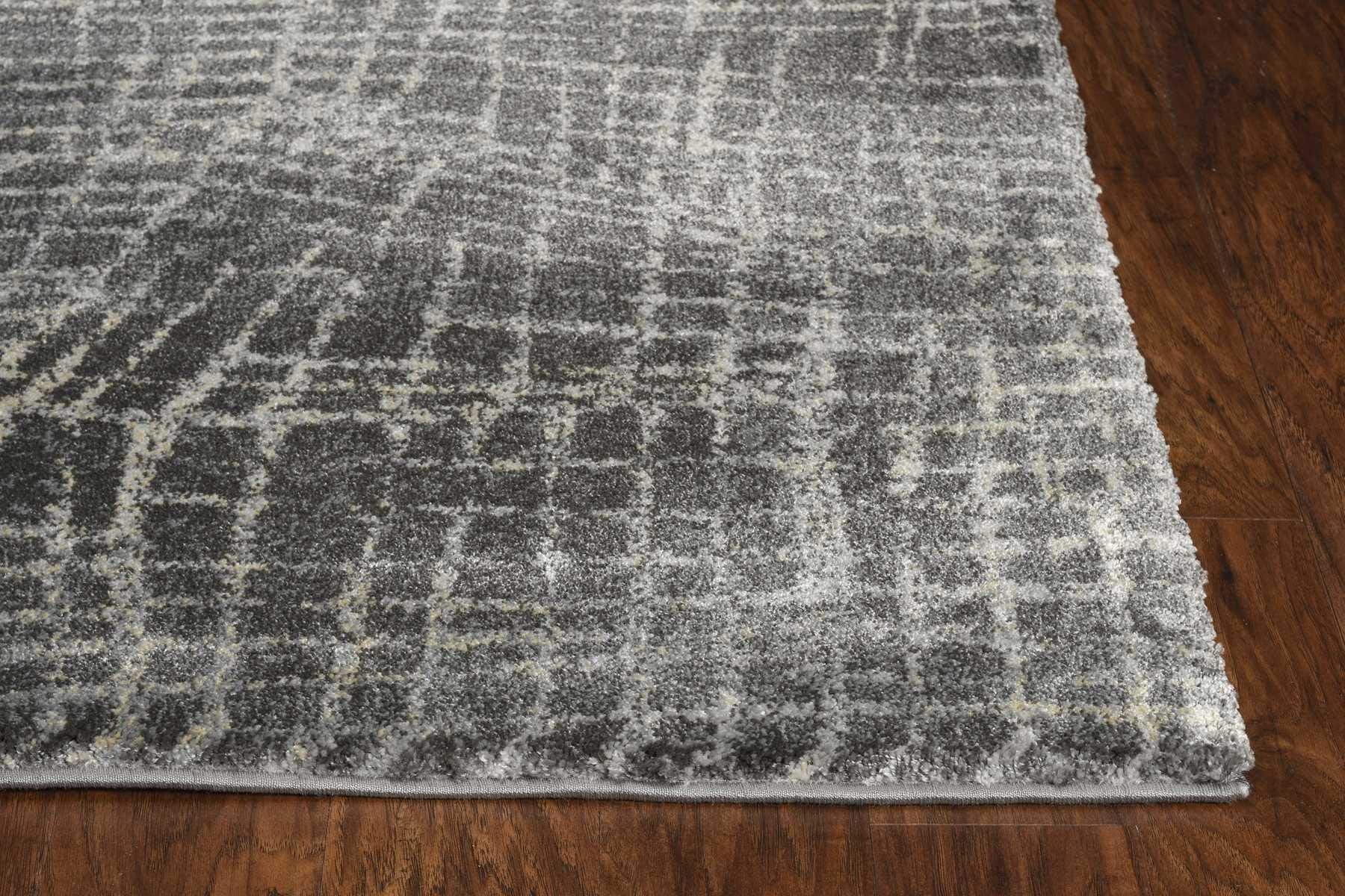 HomeRoots 2' X 7' Grey Abstract Lines Runner Rug