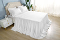 Meaning4 White Ruffles Skirt Bedspread Bed Blanket Quilted Elegant Bed Spreads Queen Size Lightweight 1 Piece