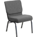 Flash Furniture Hercules Series 21''W Stacking Church Chair In Gray Fabric - Silver Vein Frame