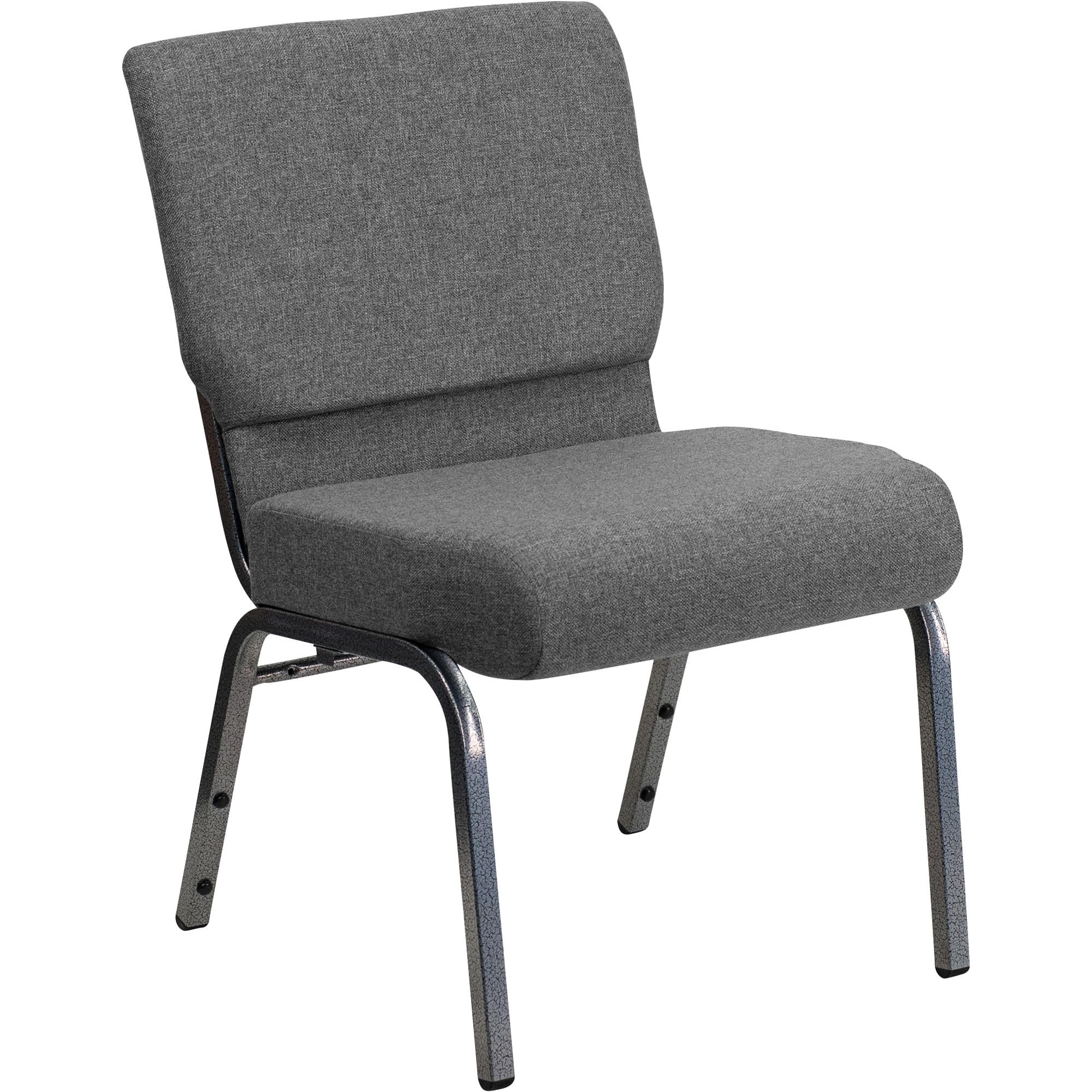 Flash Furniture Hercules Series 21''W Stacking Church Chair In Gray Fabric - Silver Vein Frame