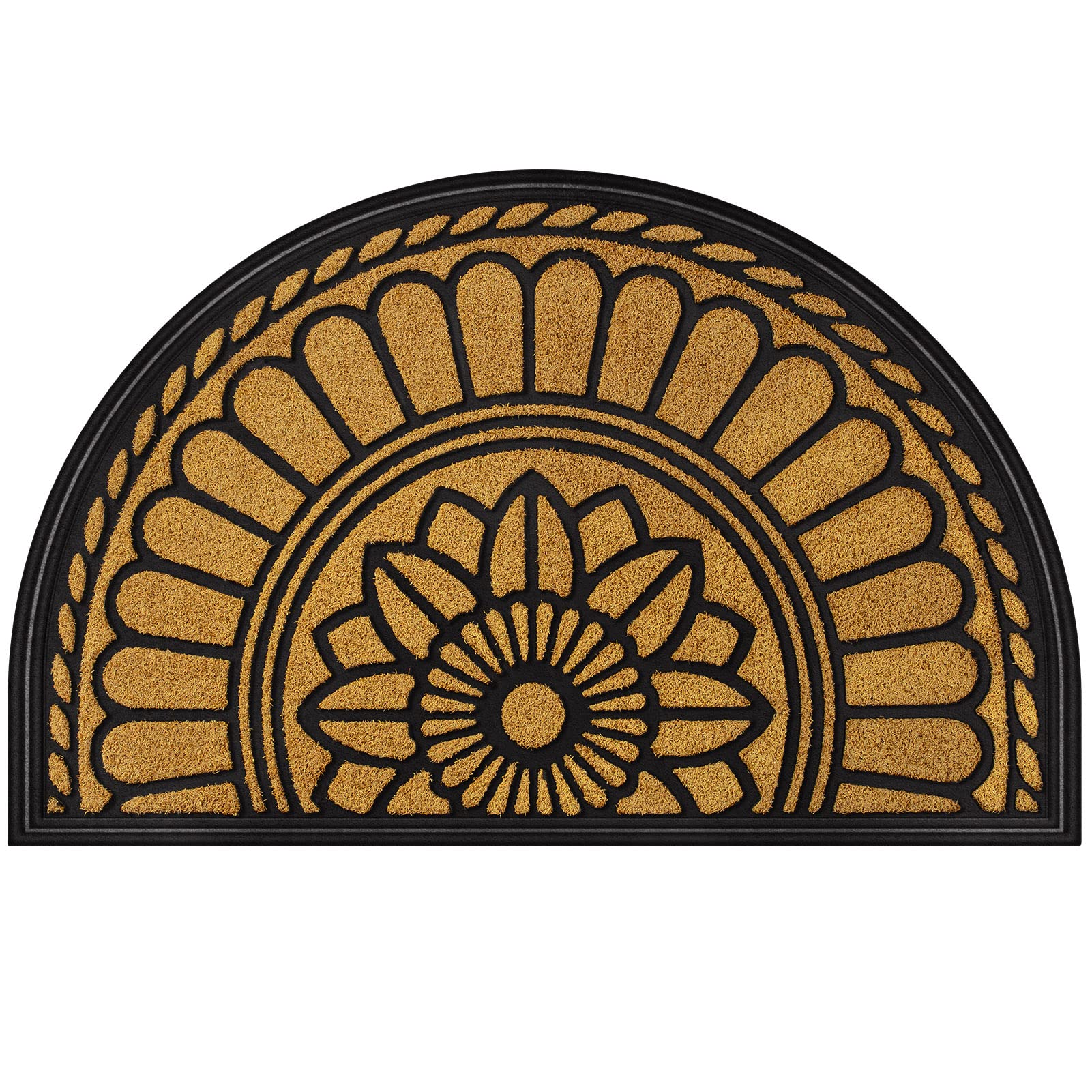 Mibao Half Round Door Mat, Non-Slip Welcome Entrance Way Mat, Durable Rubber Mats, Low-Profile Heavy Duty Doormat, Circle Mats F
