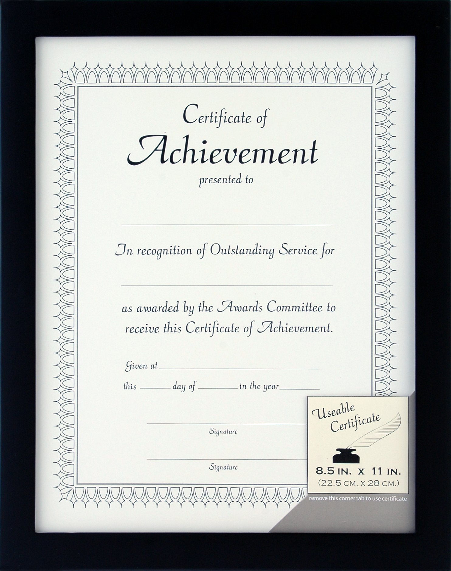 GALLERY SOLUTIONS 8.5x11 Flat Black Wall or Tabletop Document Frame