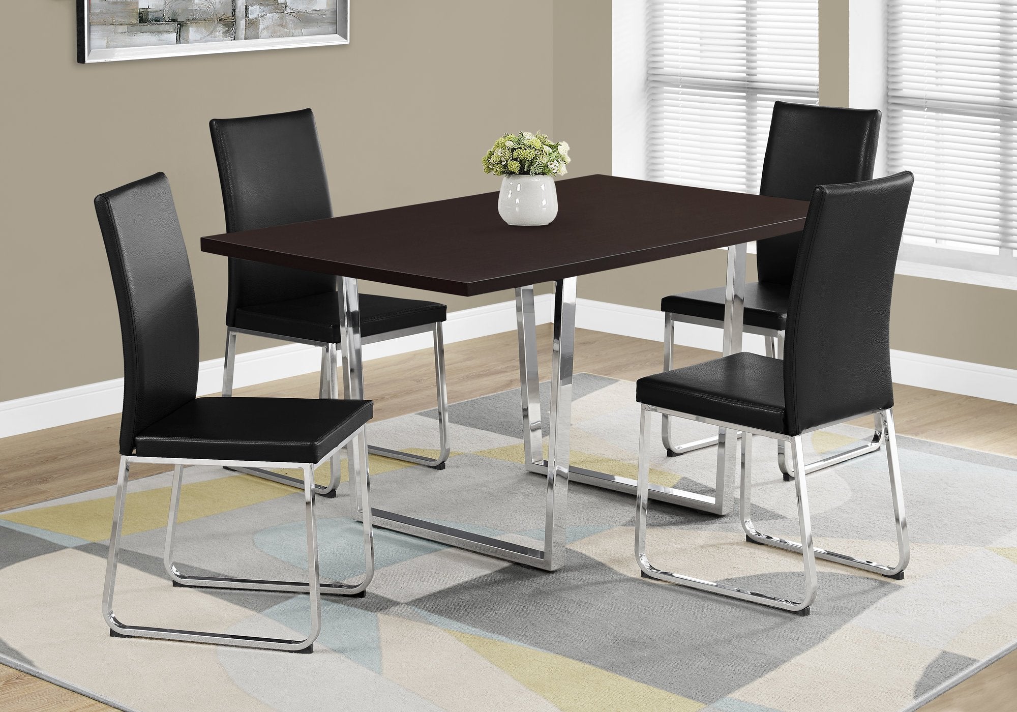 Monarch Specialties Dining Table, 59&quot;L X 35.5&quot;D X 30.25&quot;H, Cappuccino