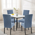 Searchi Dining Room Chair Covers Set Of 6, Stretch Jacquard Parsons Chair Slipcovers Spandex Removable Washable Kitchen Chair Protector Cover For Dining Room, Hotel, Ceremony (Gray-Blue Geometric)