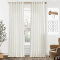 100 Inch Linen Curtains for Living Room,Privacy Curtains That Let Light In,Hook Belt Back Tab Natural Window Treatments Boho Sem
