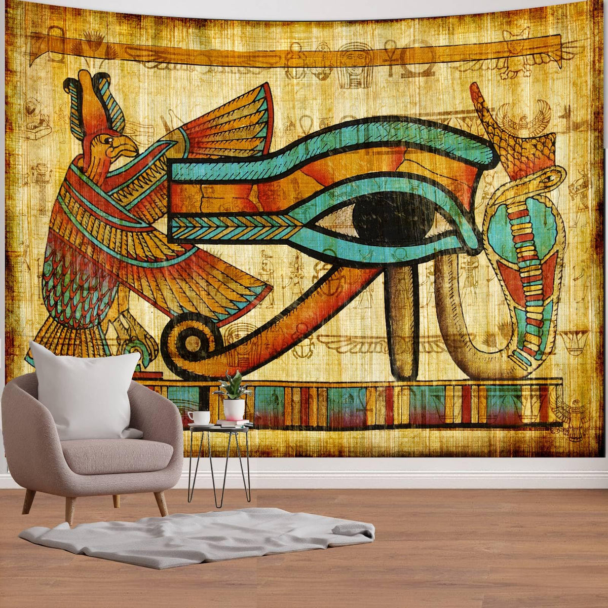 Vintage Egyptian Decor Tapestry for Bedroom Aesthetic, Ancient Egypt Eye of Horus Retro Wall Tapestries, Egyptian Party Decorati