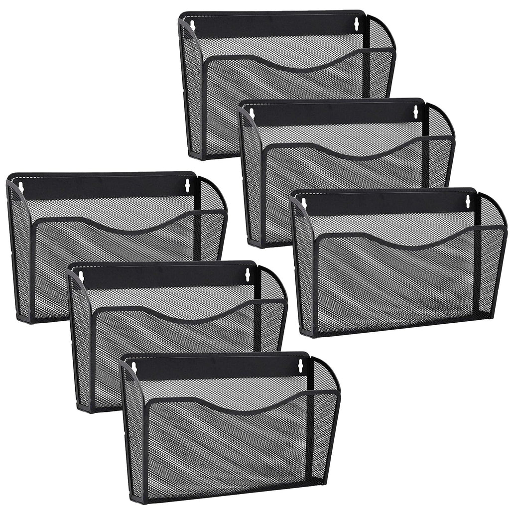 Gawerk 6 Pack Wall File Organizer, Mesh Hanging Metal Vertical Wall Mounted File Holder For Office/Home