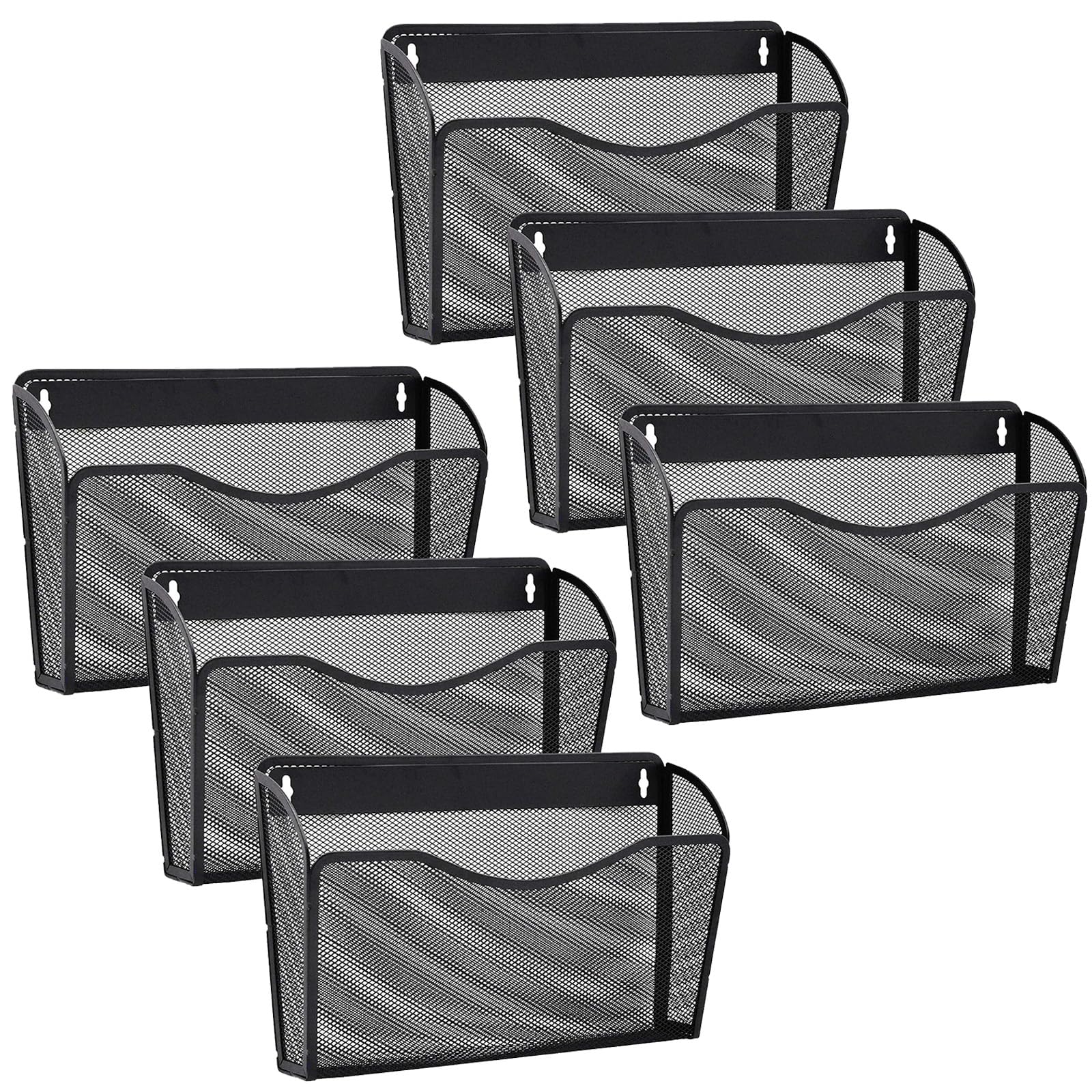 Gawerk 6 Pack Wall File Organizer, Mesh Hanging Metal Vertical Wall Mounted File Holder For Office/Home