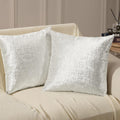 Phantoscope Pack Of 2 Sparkling Velvet Decorative, Silver And White Decorative Velvet Pillow Cover, Solid Square Cushion Cover P