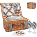 Picnic Basket for 2 Persons,Handmade Wicker Picnic Baskets Set with Insulated Cooler & Cutlery Kit, Gift Basket for Couples,Vale