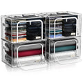 Sorbus Clear Foldable Storage Bins with Metal Frame (Large, 4 Pack)