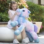 Muiteiur Giant Unicorn Stuffed Animal XL 43.4 inch Unicorn Stuffed Plush Pillow Blue Stuffed Unicorn Gift for Girl Boy Kid