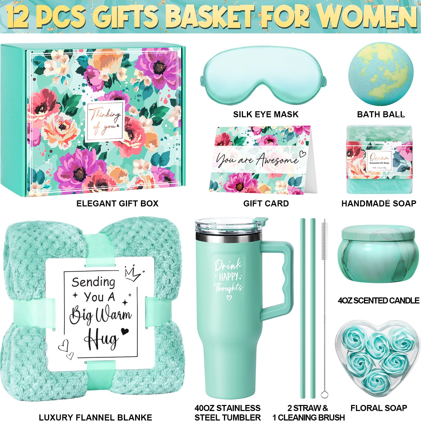 Birthday Gifts For Women Self Care Gifts Get Well Soon Gifts Package Ocean Relaxing Spa Gift Anniversary Gift Basket Kit With Fl