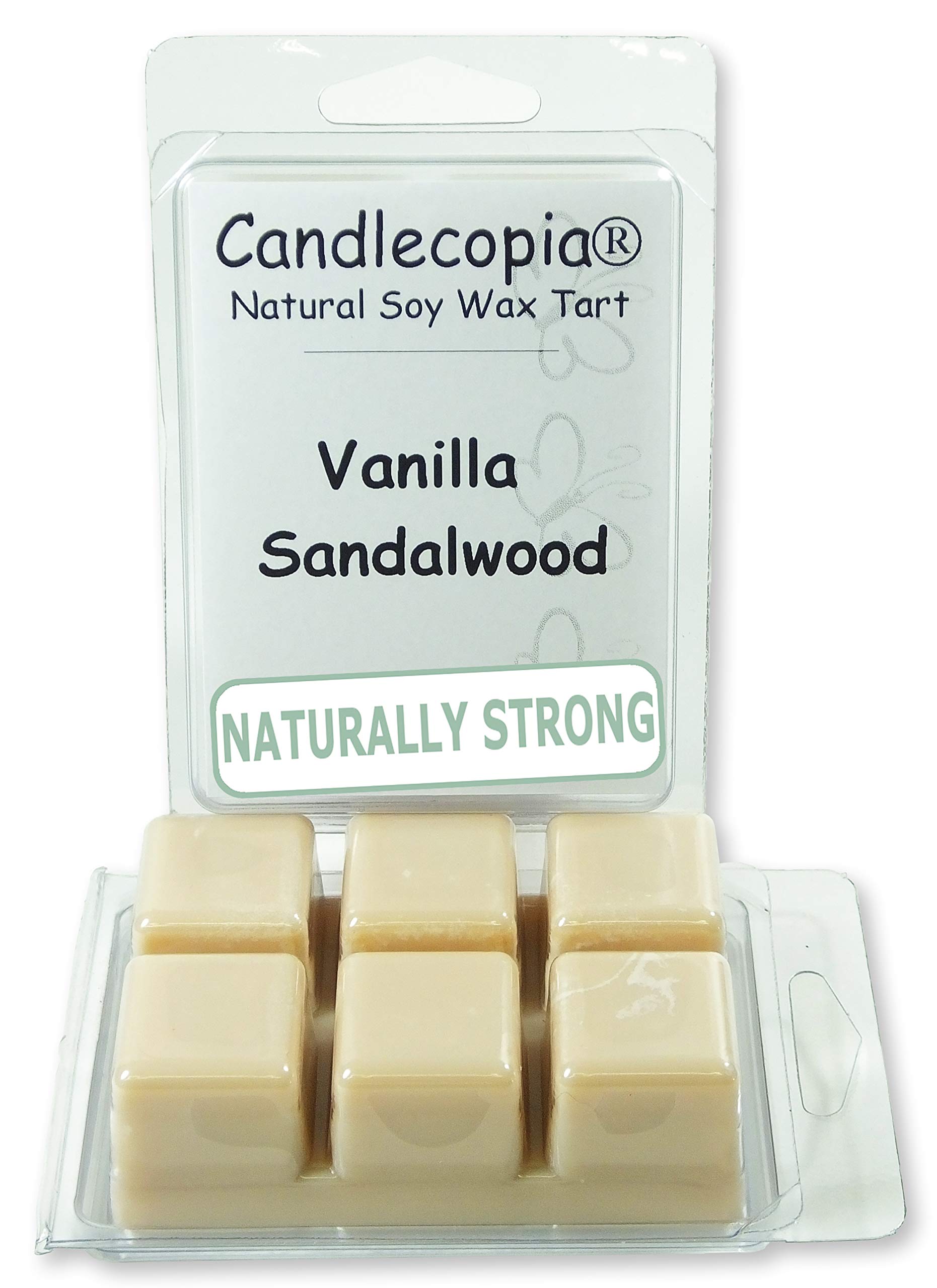 Candlecopia Vanilla Sandalwood Strongly Scented Hand Poured Vegan Wax Melts, 12 Scented Wax Cubes, 6.4 Ounces in 2 x 6-Packs
