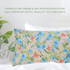 Elegant Comfort Ultra Soft Set Of 2 Floral Print Pillowcases - 1500 Premium Hotel Quality Microfiber, Soft And Smooth Envelope Closure 2-Piece Pillow Covers - Standard/Queen, Magnolia