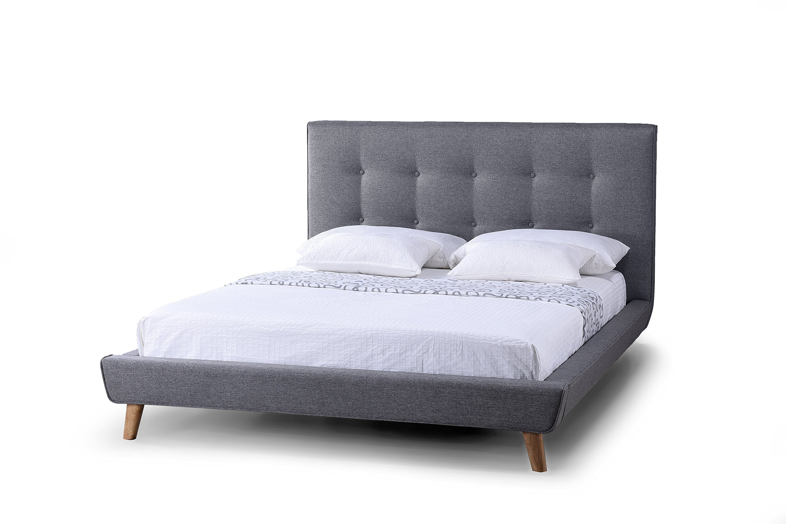 Baxton Studio Jonesy Scandinavian Style Mid Century Fabric Upholstered Platform Bed